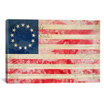 USA `Betsy Ross` Flag with Constitution Background II (18"W x 12"H x 0.75"D)