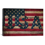 U.S.A. American FlagStars Wood Boards // Leather (18"W x 12"H x 0.75"D)