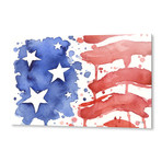 American Flag Watercolor Abstract Stars and Stripes // OlechkaDesign // Aluminum Print (24"W x 16"H)