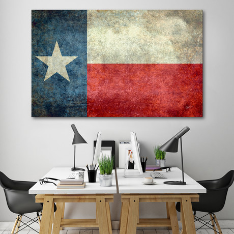 Texas Flag Vintage Retro // Bruce Stanfield (24"W x 16"H x 1.5"D // Stretched Canvas)