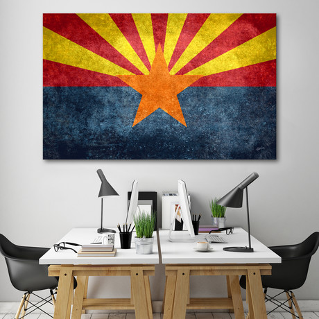 Arizona State Flag Vintage Retro Style // Bruce Stanfield // Stretched Canvas (24"W x 16"H x 1.5"D)