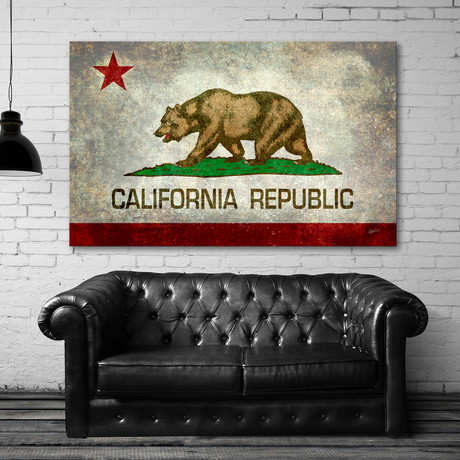 California State Vintage Retro Style // Bruce Stanfield // Stretched Canvas (24"W x 16"H x 1.5"D)