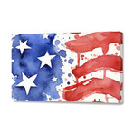 American Flag Watercolor Abstract Stars and Stripes // OlechkaDesign // Stretched Canvas (24"W x 16"H x 1.5"D)