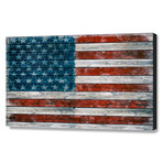 Vintage American Flag // DistinctyDesign // Stretched Canvas (24"W x 16"H x 1.5"D)