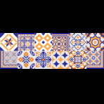 Vintage Blue + Orange Tiles // 12 ct. (40"W x 24"H)