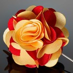 Duet Color Flower Lapel Pin // Red + Ivory