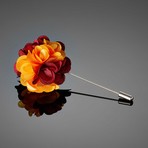 Dual Color Flower Lapel Pin // Red + Golden Rod