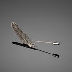 Metal Feather Lapel Pin // Silver