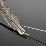 Metal Feather Lapel Pin // Silver