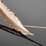 Metal Feather Lapel Pin // Gold