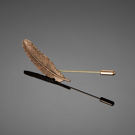 Metal Feather Lapel Pin // Bronze