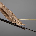 Metal Feather Lapel Pin // Bronze