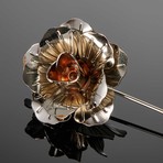Metal Flower Lapel Pin // Silver