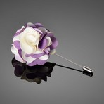 Duet Color Flower Lapel Pin // White + Lavender