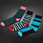 Livorem Hand-Linked Socks // 3-Pack Stripes