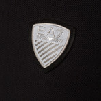Bright Silver Shield Patch Polo // Black (L)