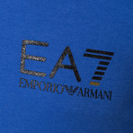Metallic EA7 Bar Print Polo // Blue (L)