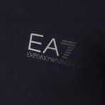 EA7 Chest Print Striped Sleeve Polo // Black (M)