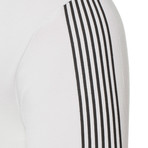 EA7 Chest Print Striped Sleeve Polo // White (M)