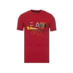 Abstract Graphic EA7 Logo Tee // Red (XL)