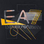 Abstract Graphic EA7 Logo Tee // Navy (L)