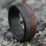 Fifty Fifty Walnut Wood Carbon Fiber Ring (Size 5)