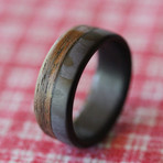 Fifty Fifty Walnut Wood Carbon Fiber Ring (Size 5)