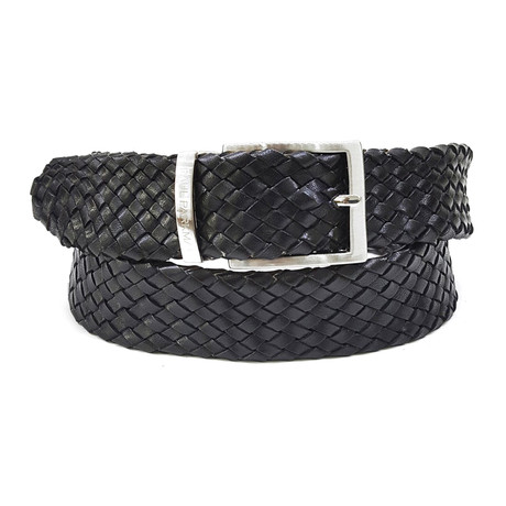 Woven Leather Belt // Black (S)