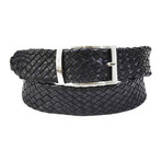 Woven Leather Belt // Black (L)
