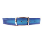 Perforated Leather Belt // Turquoise (L)