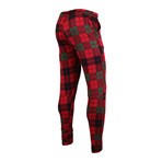 Plaid Unisex Sleepwear Sweatpants // Red + Black (XL)