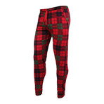 Plaid Unisex Sleepwear Sweatpants // Red + Black (2XS)