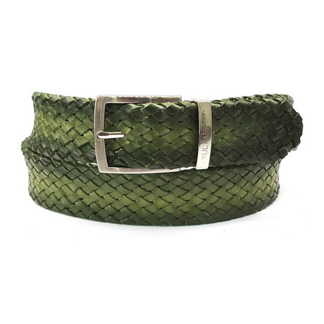 Woven Leather Belt // Green (S)