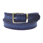 Woven Leather Belt // Navy (M)