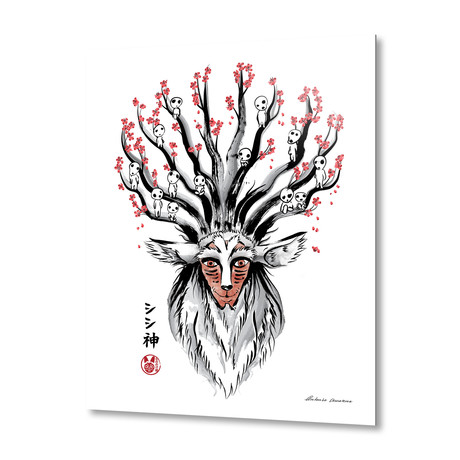 The Deer God Sumi-e // Aluminum Print (16"W x 20"H x 0.2"D)