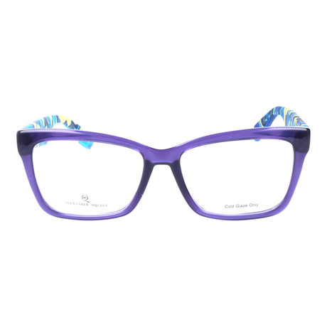 Colorblocked Angular Rectangle Thick Rim Frame // Purple + Blue Multi