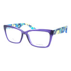 Colorblocked Angular Rectangle Thick Rim Frame // Purple + Blue Multi