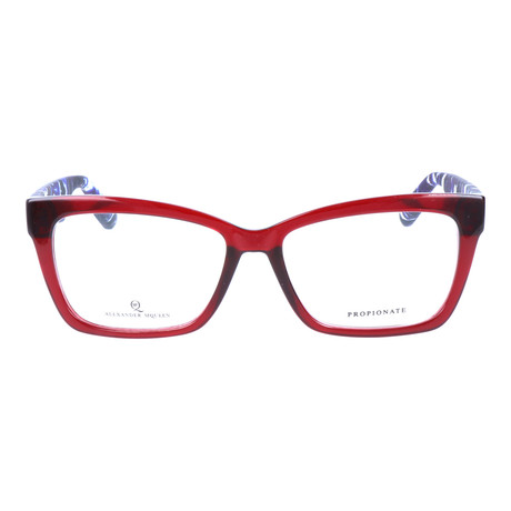 Colorblocked Angular Rectangle Thick Rim Frame // Red + Blue Multi