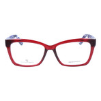 Colorblocked Angular Rectangle Thick Rim Frame // Red + Blue Multi