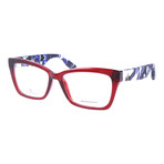 Colorblocked Angular Rectangle Thick Rim Frame // Red + Blue Multi
