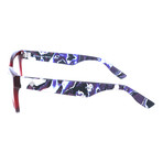 Colorblocked Angular Rectangle Thick Rim Frame // Red + Blue Multi