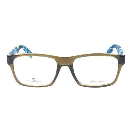 Colorblocked Angular Rectangle Thick Rim Frame // Brown + Blue