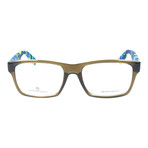 Colorblocked Angular Rectangle Thick Rim Frame // Brown + Blue