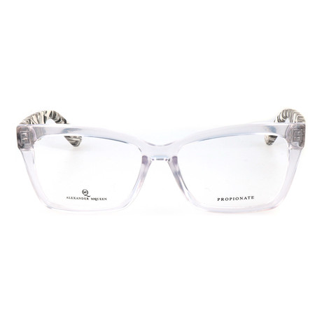 Colorblocked Angular Rectangle Thick Rim Frame // Clear + Black Multi