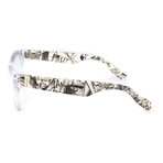 Colorblocked Angular Rectangle Thick Rim Frame // Clear + Black Multi