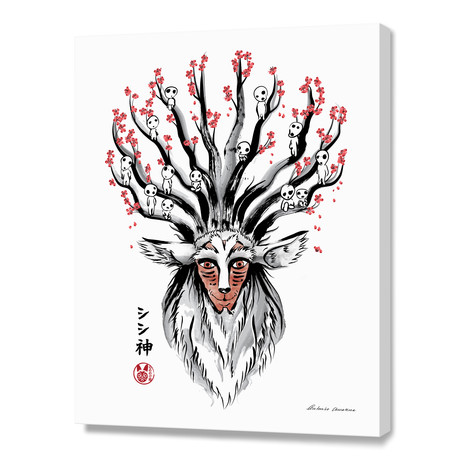 The Deer God Sumi-e // Canvas Print (16"W x 20"H x 1.5"D)