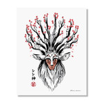 The Deer God Sumi-e // Canvas Print (16"W x 20"H x 1.5"D)