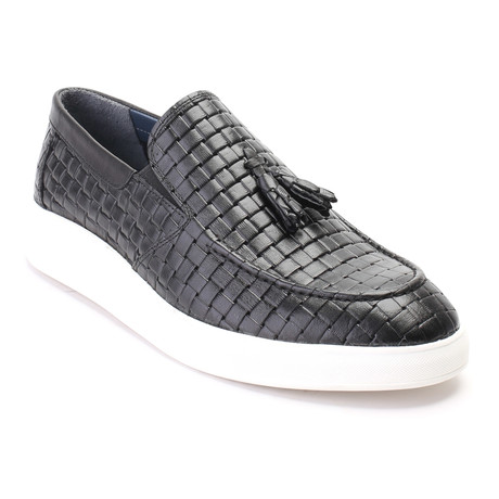 Woven Texture Tassel Loafer Sneaker // Black (Euro: 40)