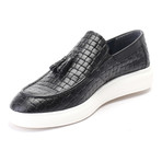 Woven Texture Tassel Loafer Sneaker // Black (Euro: 40)