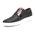 Woven Contrast Piped Derby Sneaker // Black (Euro: 40)